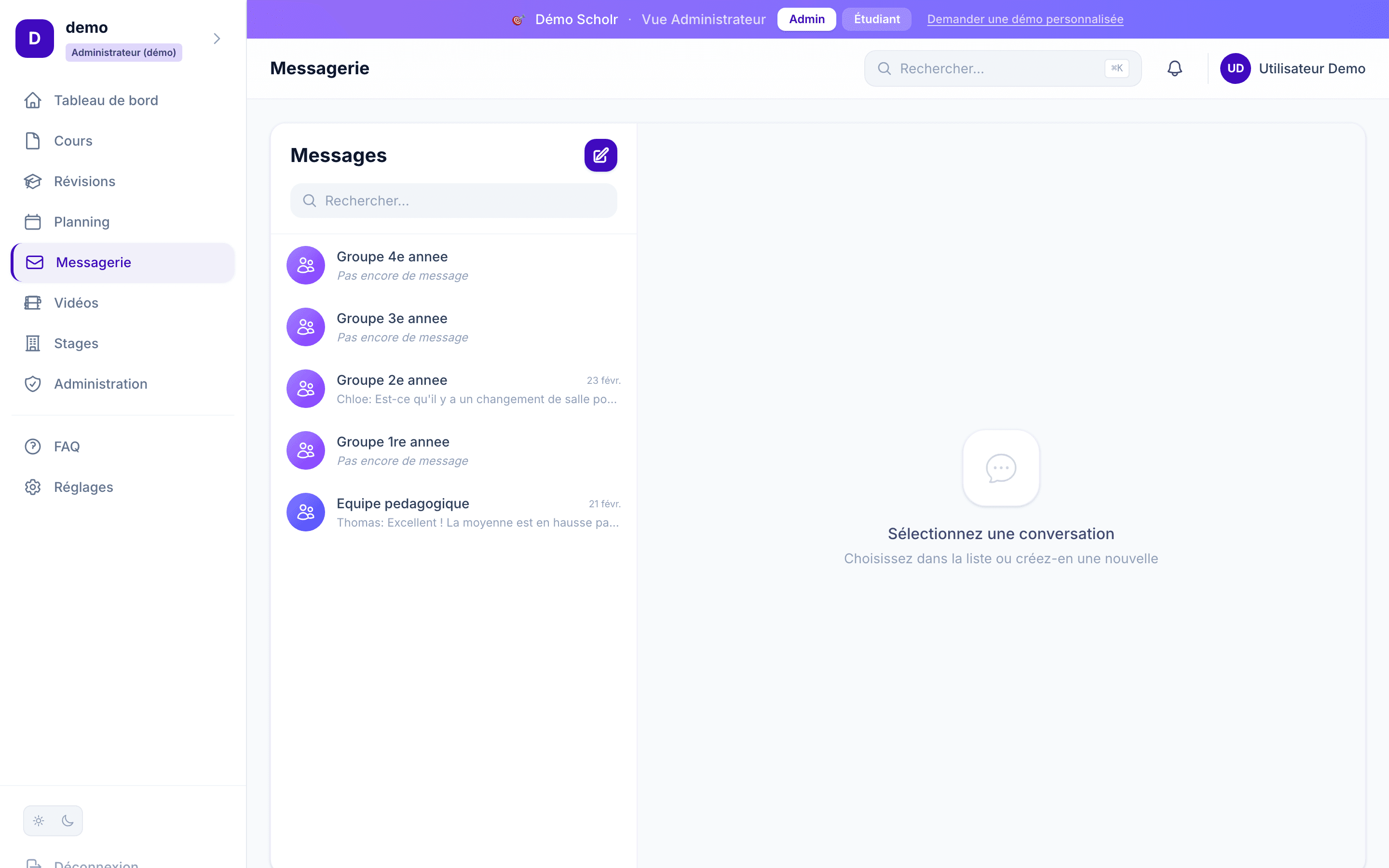 Scholr — Messagerie