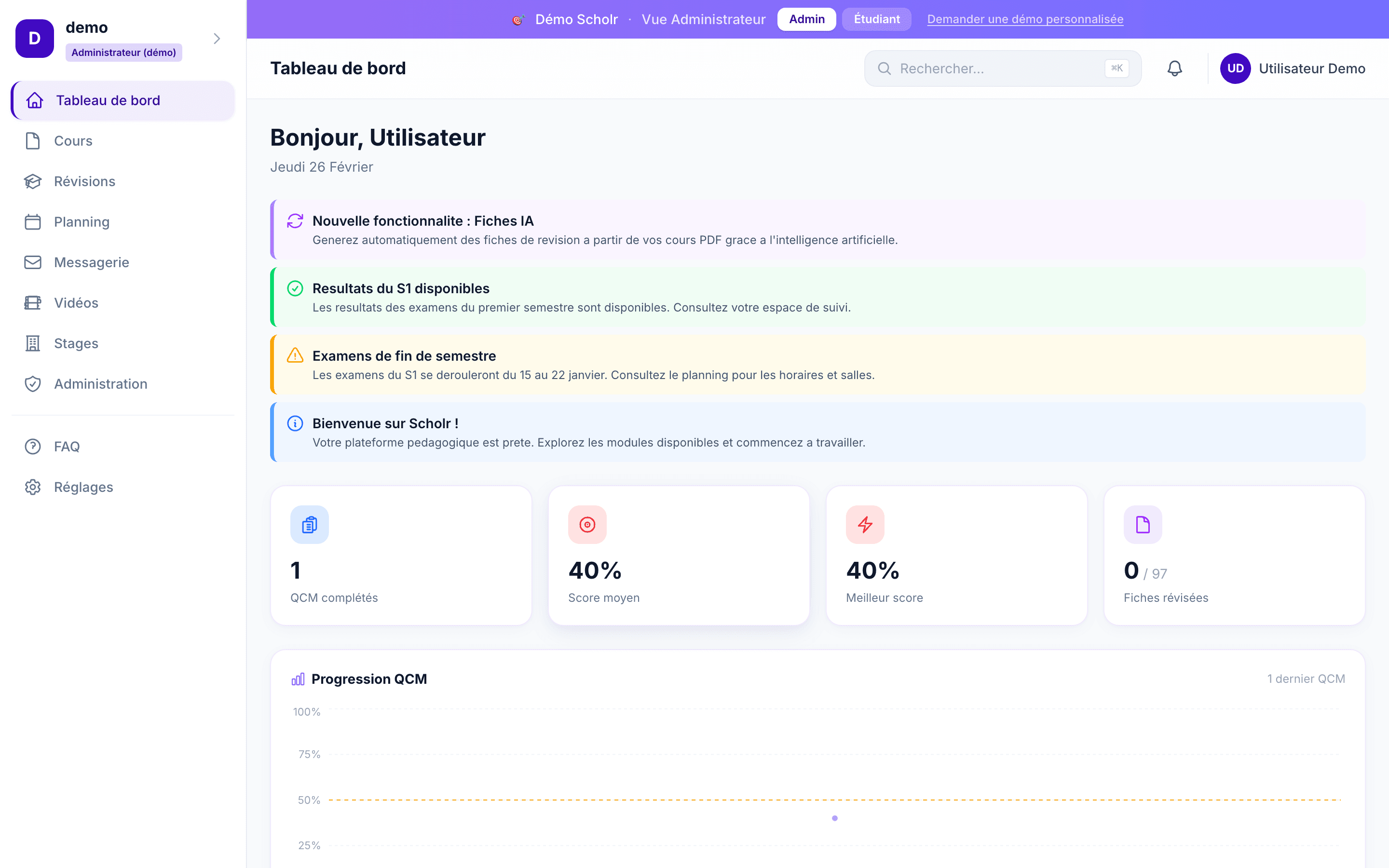 Scholr — Dashboard